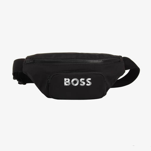 BOSS-Boys Black Belt Bag (27cm) | Childrensalon