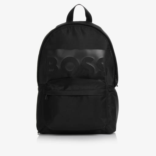 BOSS-Boys Black Canvas Backpack (35cm) | Childrensalon
