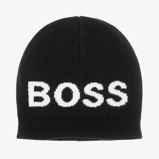 BOSS-Boys Black Cotton Logo Hat | Childrensalon