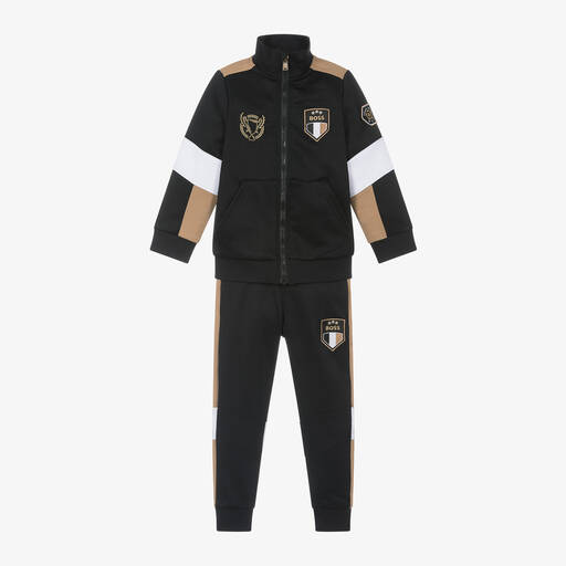 BOSS-بدلة رياضية لكرة القدم جيرسي لون أسود للأولاد | Childrensalon