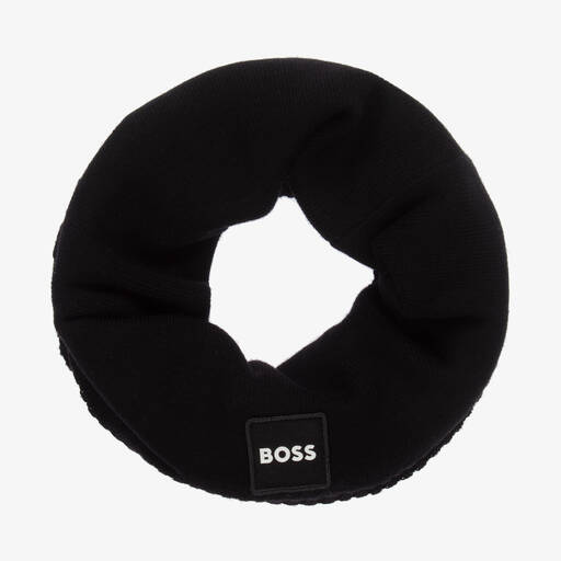 BOSS-Boys Black Knitted Snood | Childrensalon