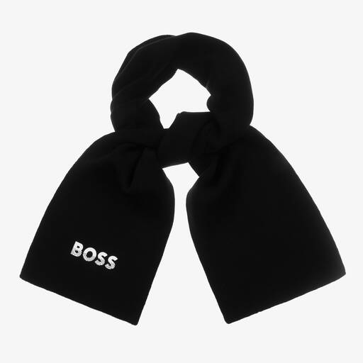 BOSS-Boys Black & White Logo Scarf | Childrensalon