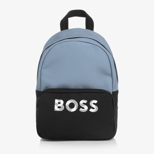BOSS-Boys Blue & Black Canvas Backpack (33cm) | Childrensalon