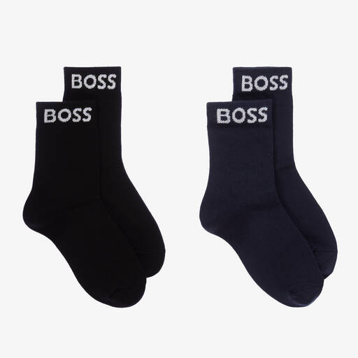BOSS-Boys Blue & Black Socks (2 Pack) | Childrensalon