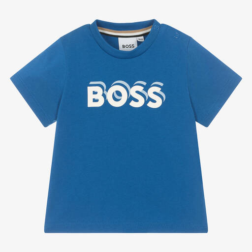 BOSS-Boys Blue Cotton 3D T-Shirt | Childrensalon