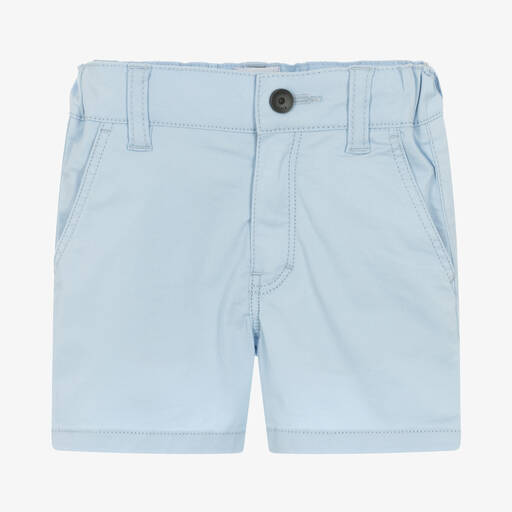 BOSS-Boys Blue Cotton Chino Shorts | Childrensalon