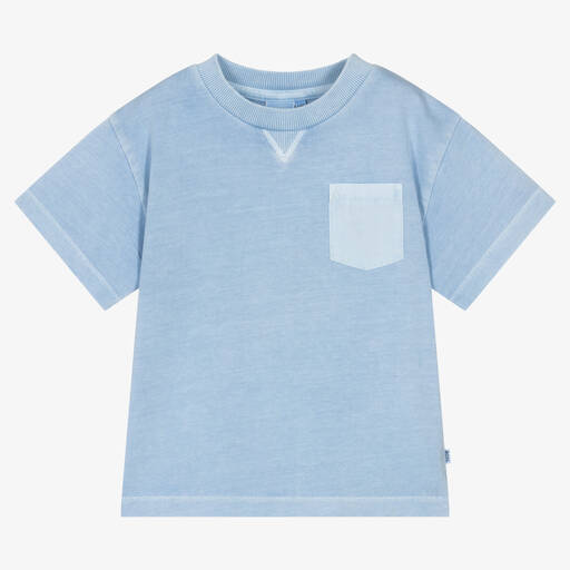 BOSS-Boys Blue Cotton Pocket T-Shirt | Childrensalon