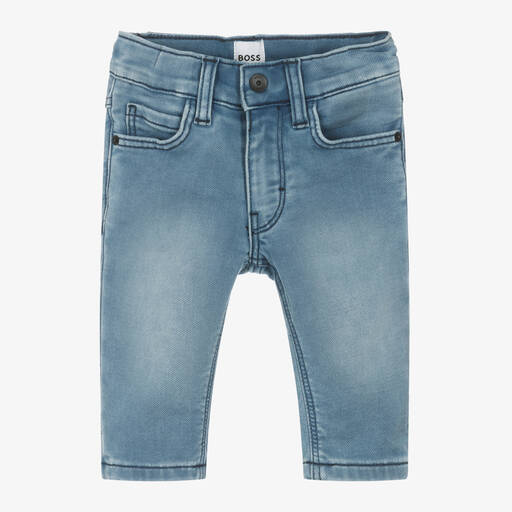 BOSS-Boys Blue Jersey Denim Jeans | Childrensalon