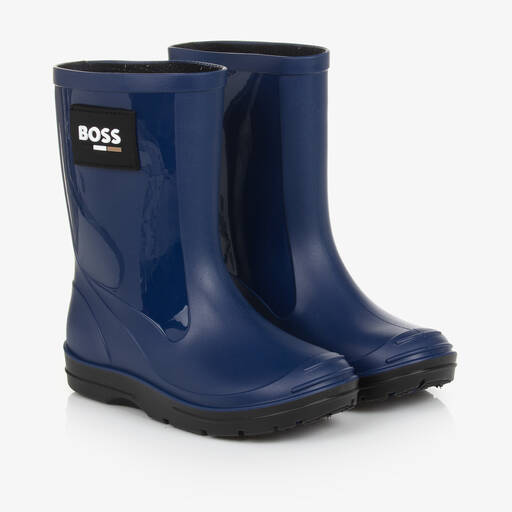 BOSS-Boys Blue Rain Boots | Childrensalon