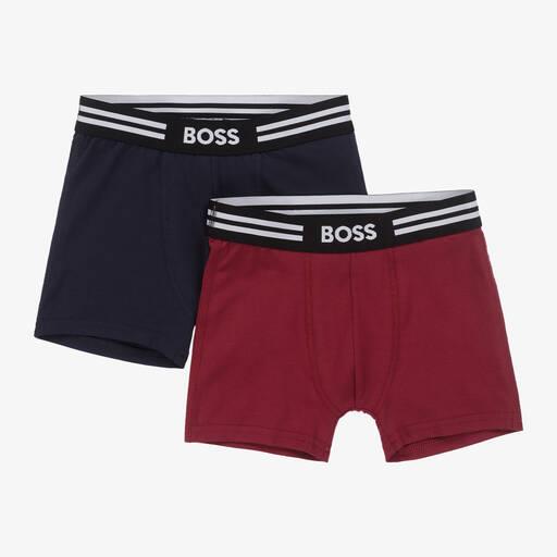 BOSS-Boys Blue & Red Boxer Shorts (2 Pack) | Childrensalon