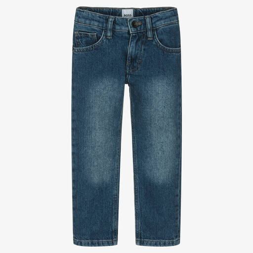 BOSS-Boys Blue Regular Fit Denim Jeans | Childrensalon