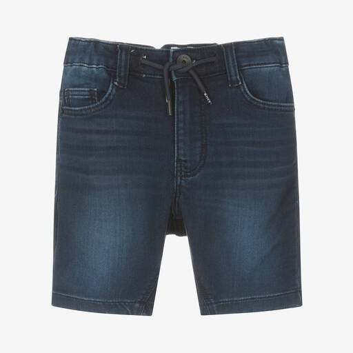 BOSS-Boys Dark Blue Jersey Denim Shorts | Childrensalon