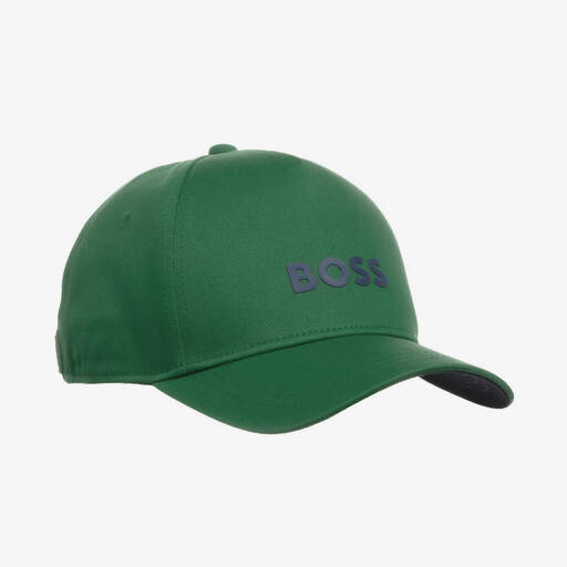 BOSS-Boys Forest Green Cotton Cap | Childrensalon