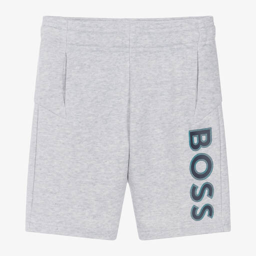 BOSS-Boys Grey Cotton Shorts | Childrensalon