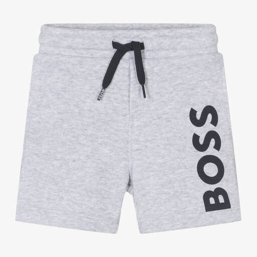 BOSS-Boys Grey Marl Cotton Jersey Shorts | Childrensalon