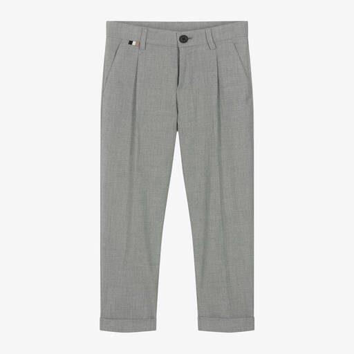 BOSS-Boys Grey Viscose Trousers | Childrensalon