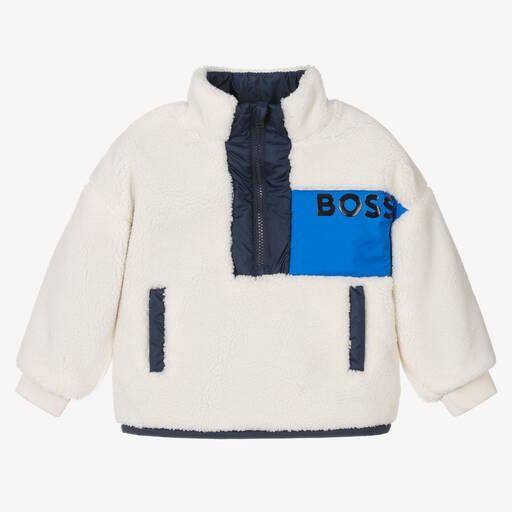 BOSS-Sweat-shirt ivoire en Sherpa garçon | Childrensalon