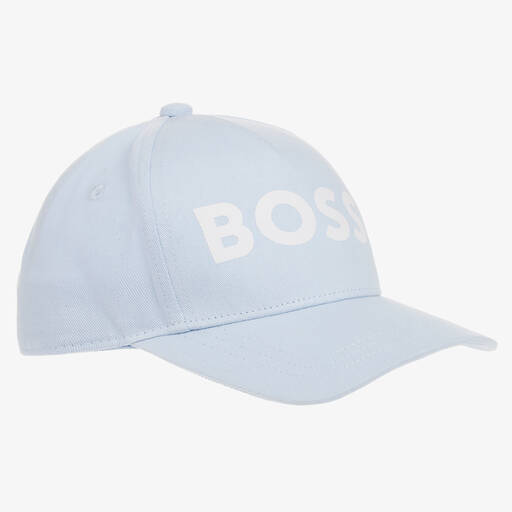 BOSS-Boys Light Blue Cotton Twill Cap | Childrensalon