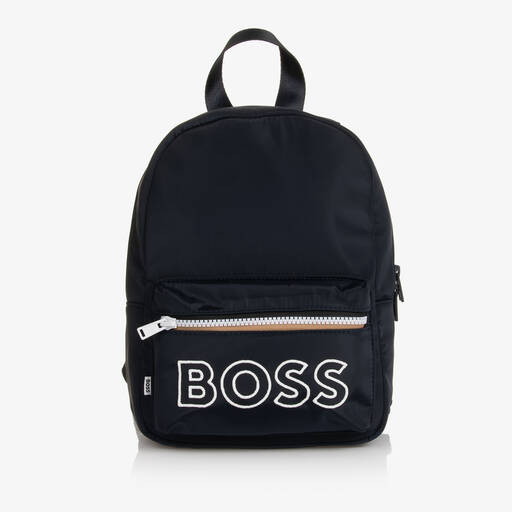 BOSS-Boys Navy Blue Canvas Backpack (27cm) | Childrensalon