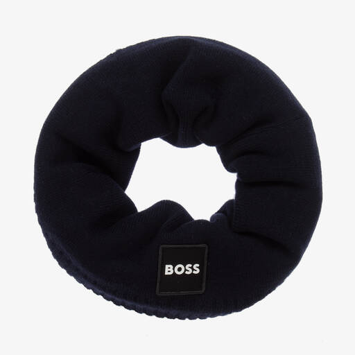 BOSS-Boys Navy Blue Knitted Snood | Childrensalon