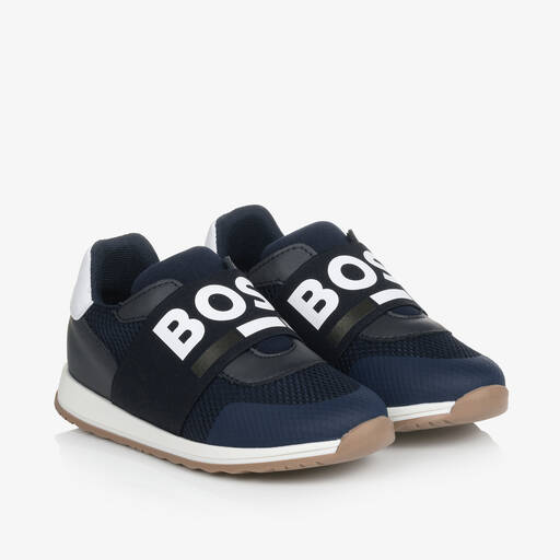 BOSS-حذاء رياضي بشعارالماركة لون كحلي للأولاد | Childrensalon