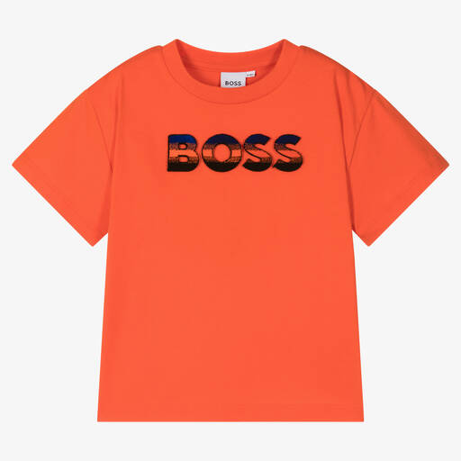 BOSS-T-shirt orange en coton garçon | Childrensalon