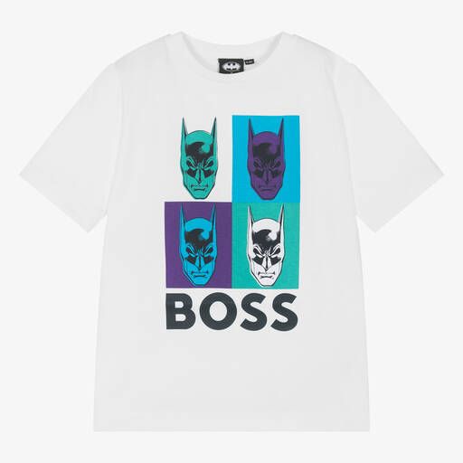 BOSS-Boys White Cotton Batman T-Shirt | Childrensalon