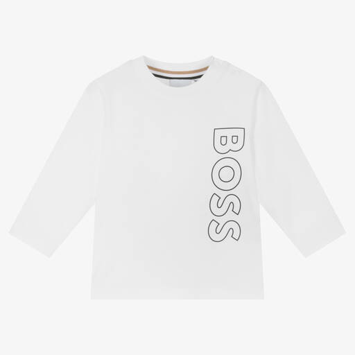 BOSS-Белый хлопковый топ для мальчиков | Childrensalon