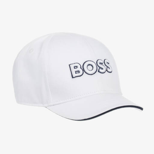 BOSS-Boys White Logo Cap | Childrensalon