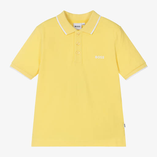 BOSS- Polo jaune en coton garçon | Childrensalon