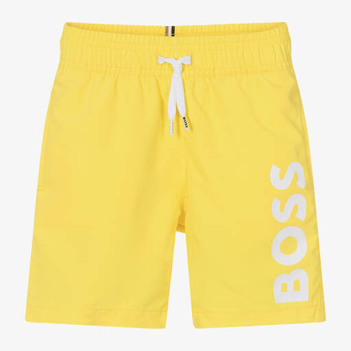 BOSS-Boys Yellow Swim Shorts | Childrensalon
