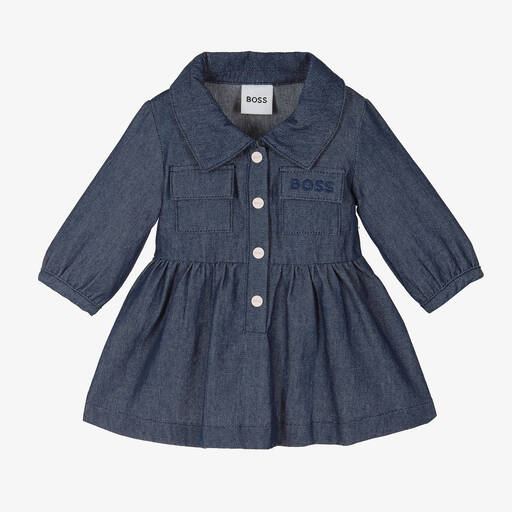 BOSS-Girls Blue Denim Dress | Childrensalon