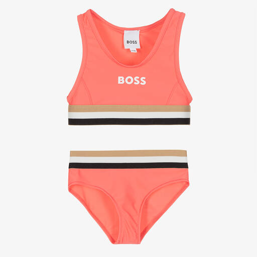 BOSS-Girls Pink Logo Bikini | Childrensalon
