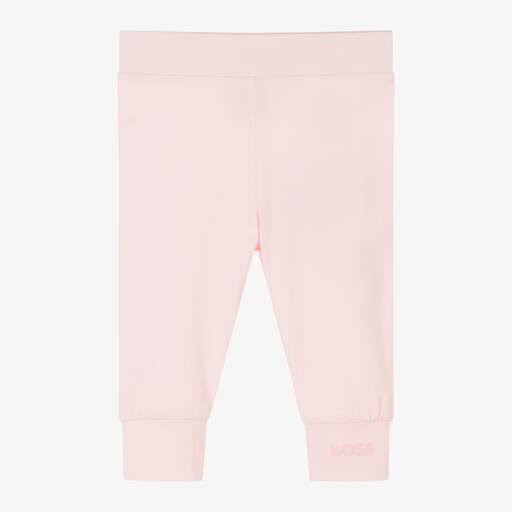 BOSS-Girls Pink Organic Cotton Leggings | Childrensalon