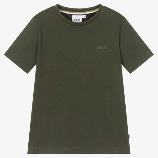 BOSS-Зеленая зауженная футболка | Childrensalon
