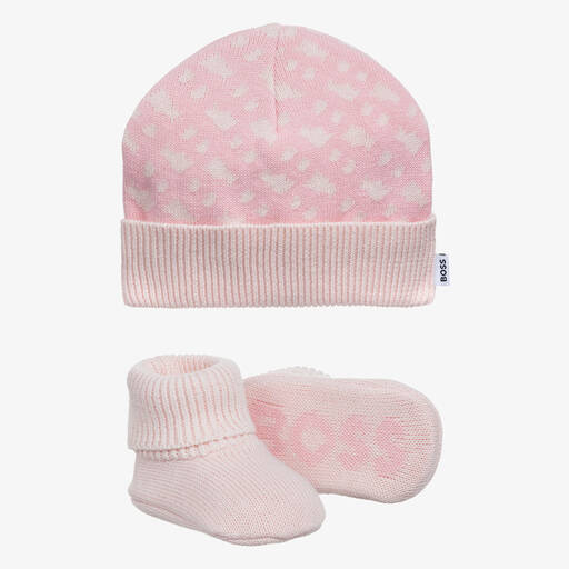 BOSS-Pink Hat & Booties Baby Gift Set | Childrensalon