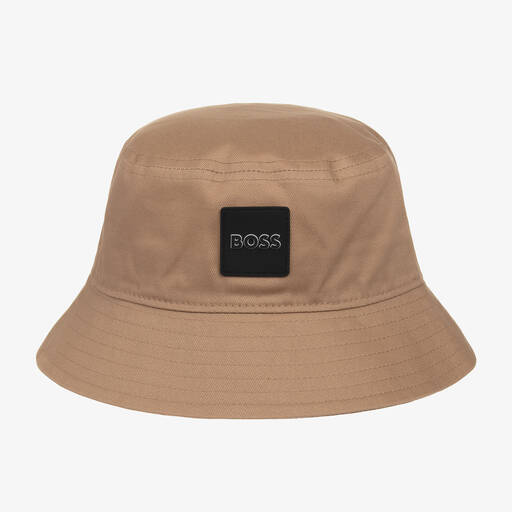 BOSS-قبعة قطن لون بيج داكن | Childrensalon