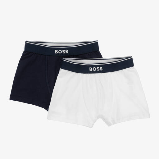 BOSS-Teen Blue & White Boxer Shorts (2 Pack) | Childrensalon