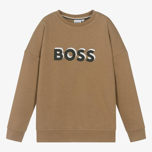 BOSS-Teen Boys Beige Cotton Sweatshirt | Childrensalon