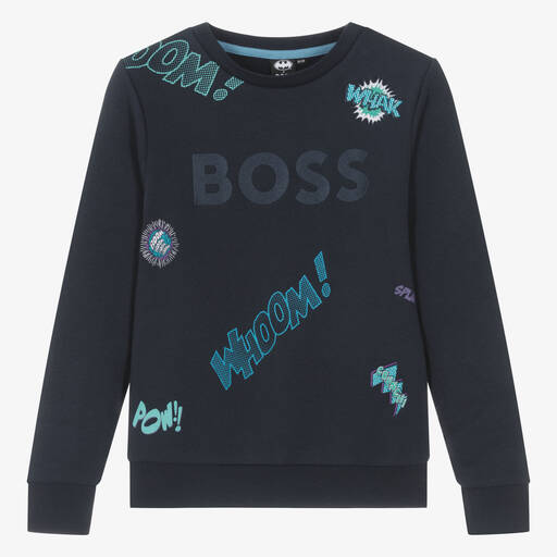 BOSS-Teen Boys Blue Cotton Batman Sweatshirt | Childrensalon