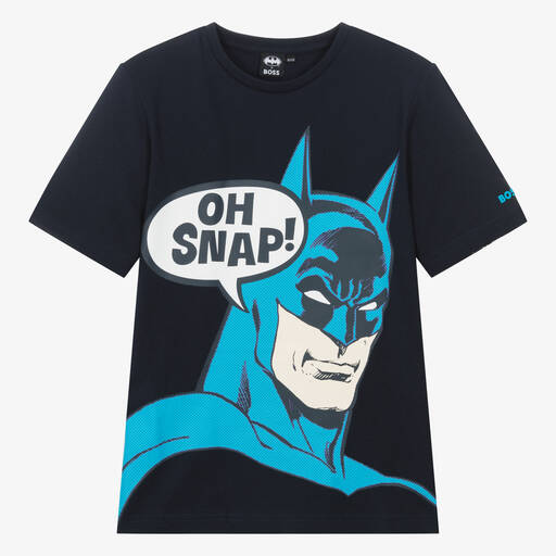 BOSS-Синяя хлопковая футболка со знаком Бэтмена для подростков | Childrensalon