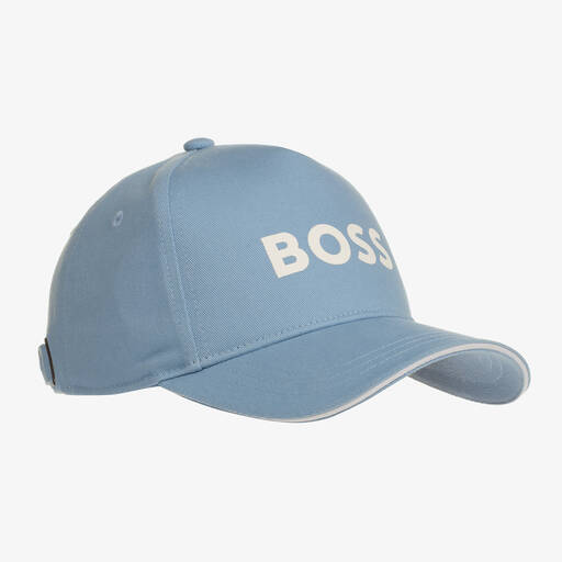 BOSS-Teen Boys Blue Cotton Logo Cap | Childrensalon