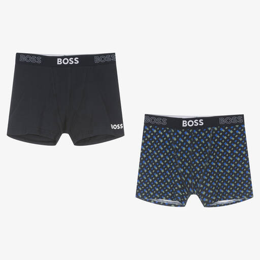 BOSS-Teen Boys Blue Logo Boxers (2 Pack) | Childrensalon