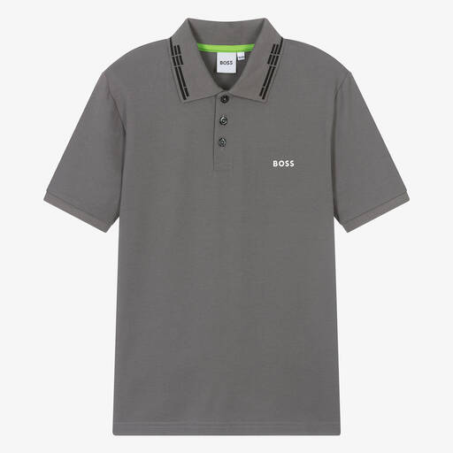 BOSS-Teen Boys Dark Grey Polo Shirt | Childrensalon