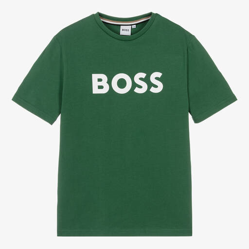 BOSS-Teen Boys Deep Green Cotton T-Shirt | Childrensalon