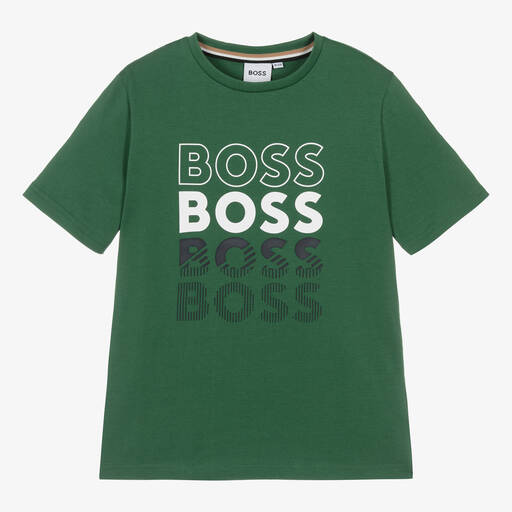 BOSS-Teen Boys Deep Green Cotton T-Shirt | Childrensalon