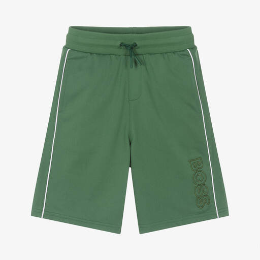 BOSS-Teen Boys Green Jersey Shorts | Childrensalon