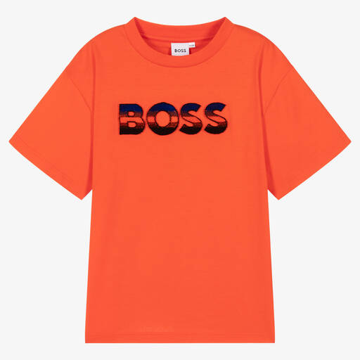 BOSS-T-shirt orange en coton ado garçon | Childrensalon
