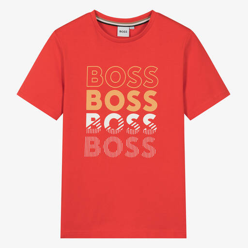 BOSS-Teen Boys Red Cotton T-Shirt | Childrensalon