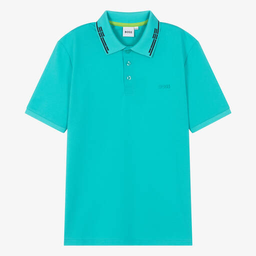 BOSS-Teen Boys Turquoise Blue Polo Shirt | Childrensalon